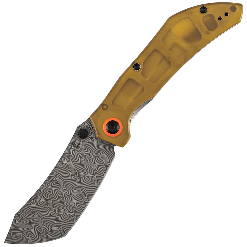 Couteau Coupant Tenable knives Tipper Amber PEI Water Ripple Damascus